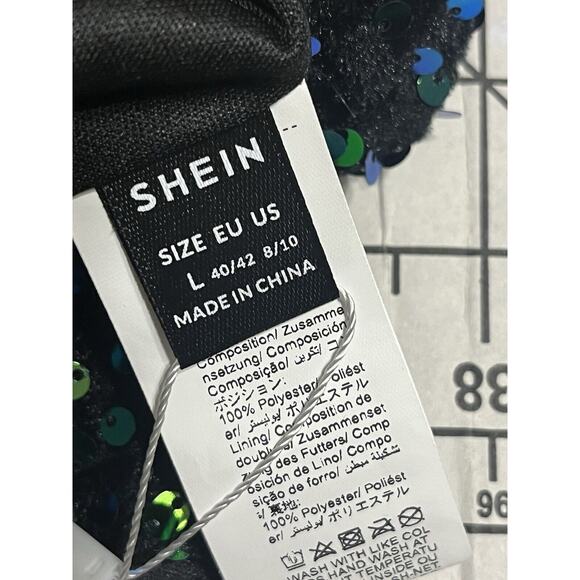 NWT High Waist Sequin Shorts Green Blue Sz L - Picture 5 of 5